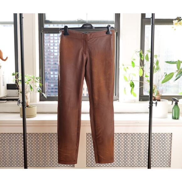 Dolce & Gabbana Pants - Dolce & Gabbana Vintage Brown Runway Leather Pants (Size IT44)